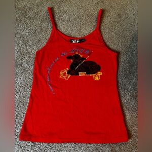 L.A.M.B. Orange Graphic Tank Top